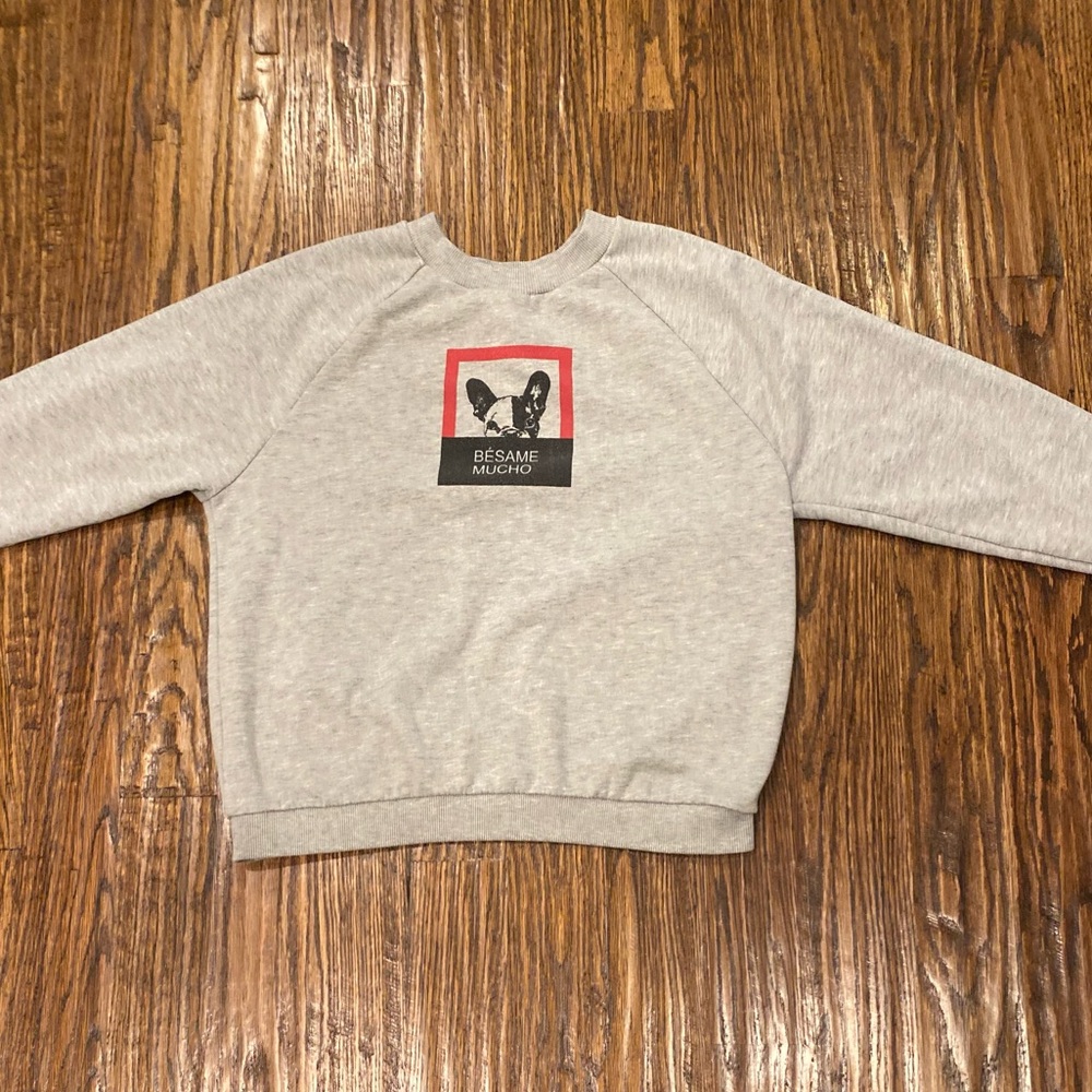 Bésame Mucho Dolores Promesas Small Grey Crewneck Sweatshirt